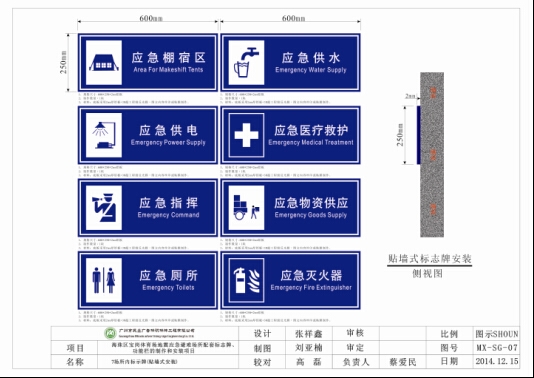 貼墻式應(yīng)急標(biāo)志牌，貼墻式地震標(biāo)志牌